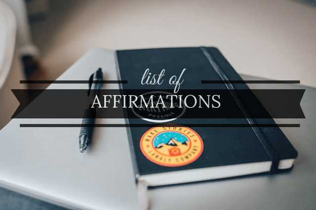 list of positive affirmations